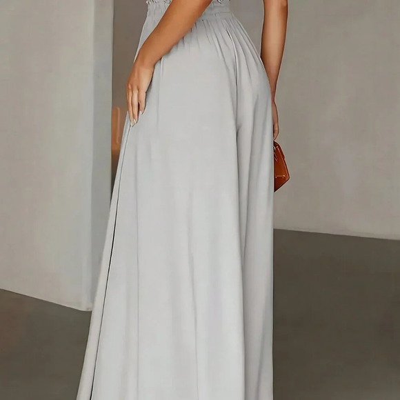 Grey Casual Women's Loose Wide Leg Pants With Pockets - Picture 2 of 3